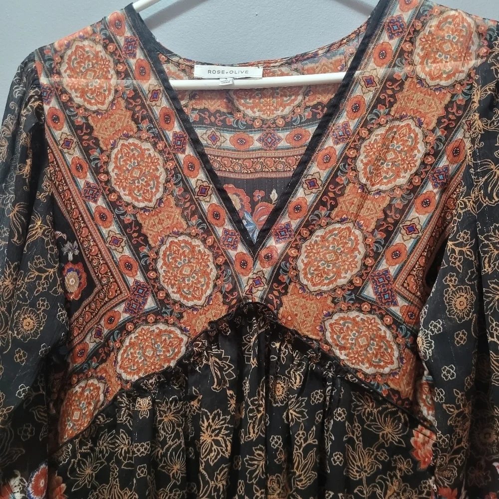 Rose & Olive Boho Chic Long Sleeve Tunic S - Picture 4 of 8